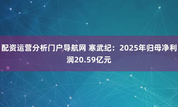 配资运营分析门户导航网 寒武纪：2025年归母净利润20.59亿元